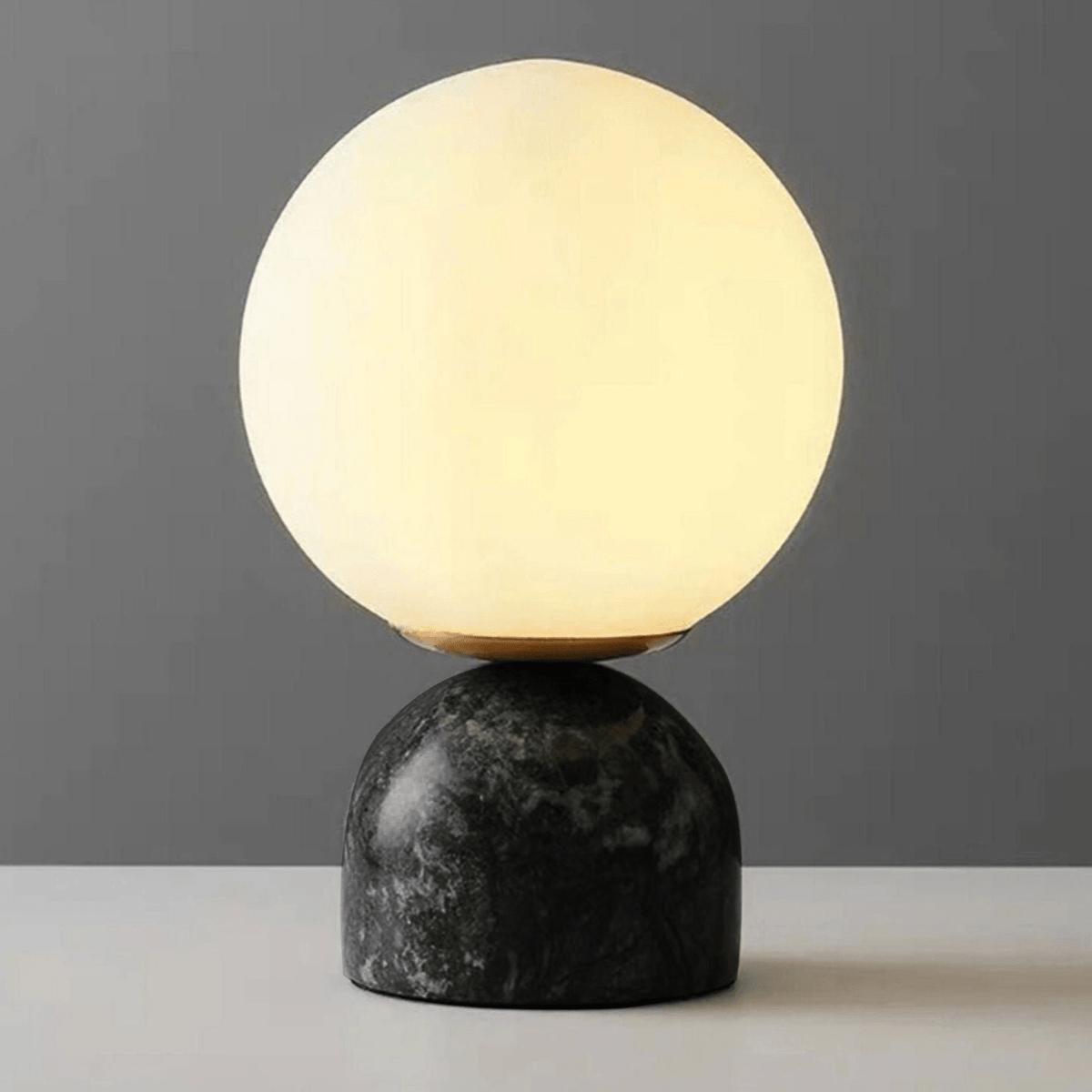 Marble Table Lamp, White Glass Globe Bedside Lamp