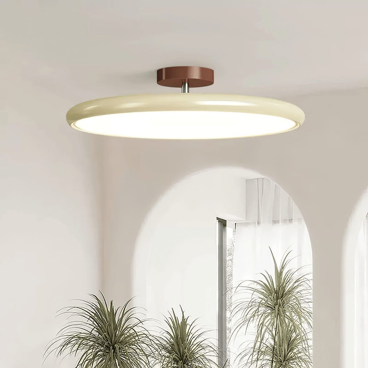 Bauhaus Swivel Arm Ceiling Light, Dimmable LED Disc Lamp
