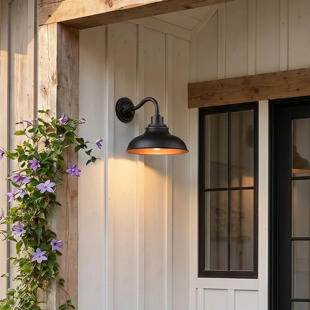 Outdoor Barn Light, 12 in Gooseneck Dome Metal Wall Sconce