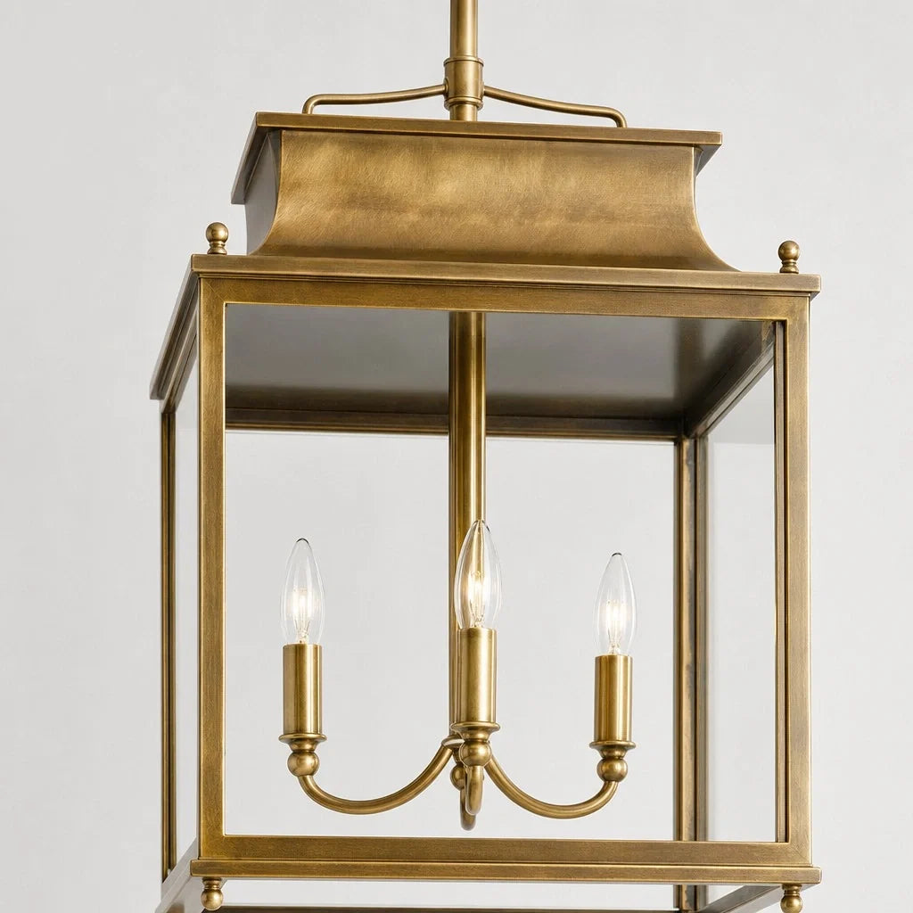 Outdoor Lantern Pendant Light, 4-Light Clear Glass Porch