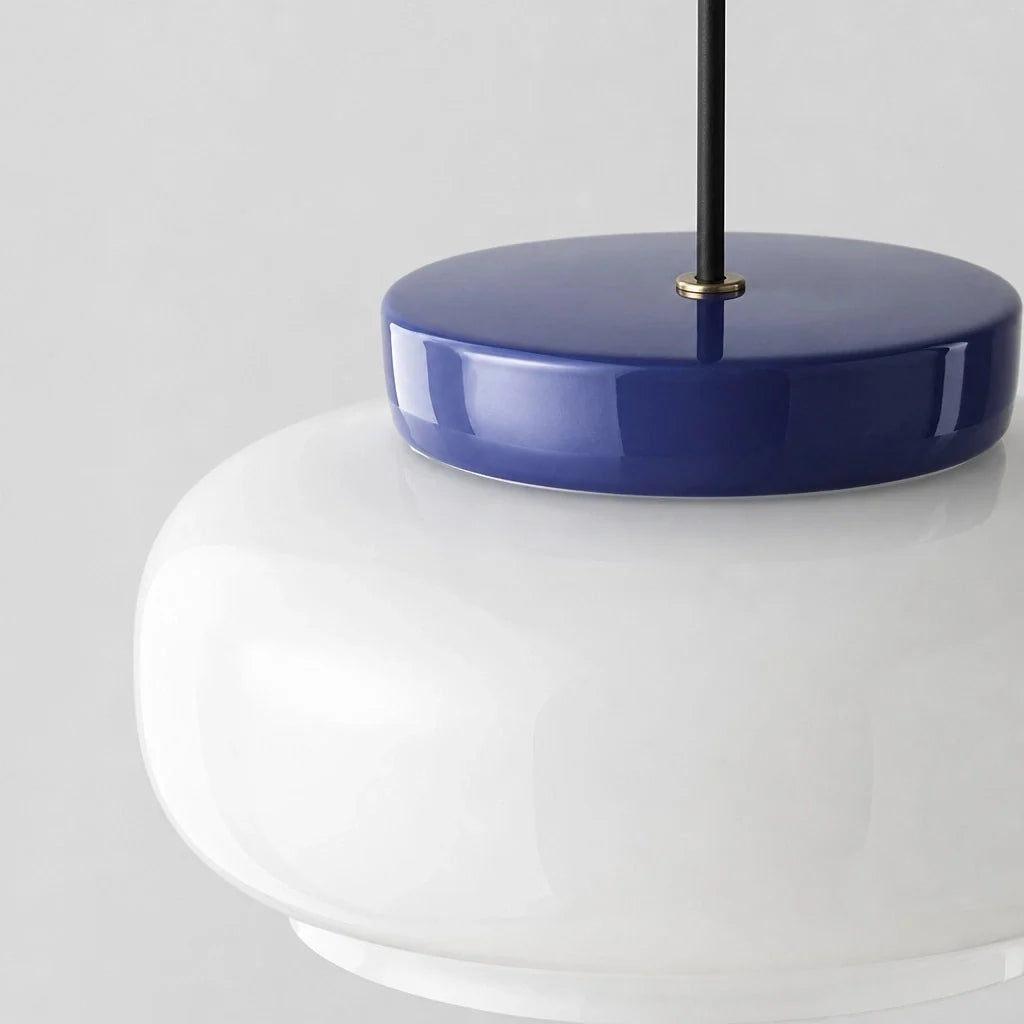 Bauhaus Ceramic Pendant Light, Two-Tone Colorful Bowl Lamp