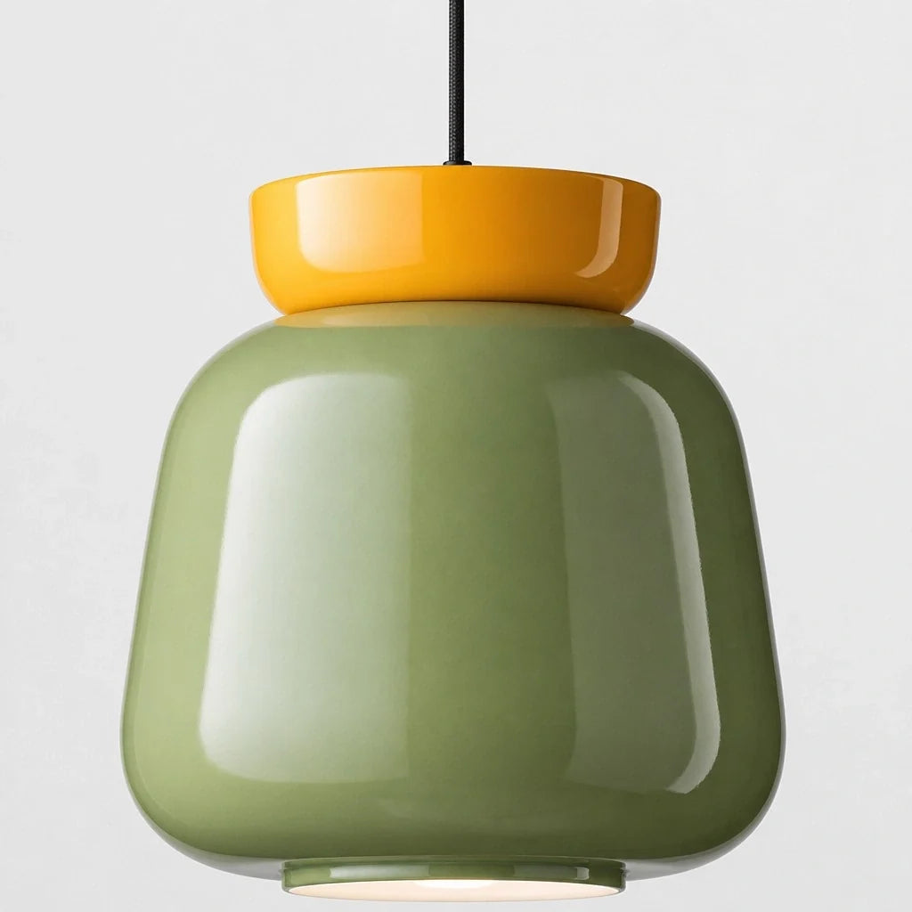 Bauhaus Ceramic Pendant Light, Two-Tone Colorful Bowl Lamp