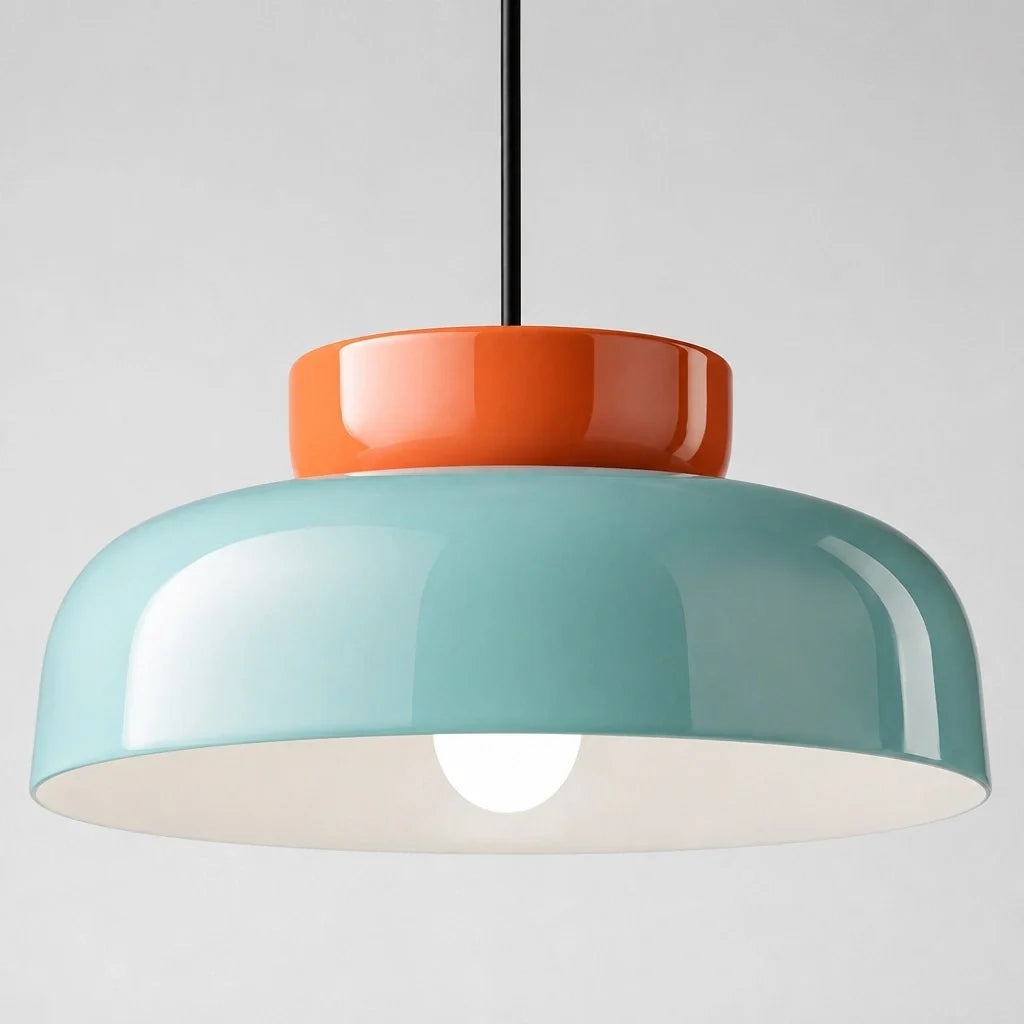 Bauhaus Ceramic Pendant Light, Two-Tone Colorful Bowl Lamp