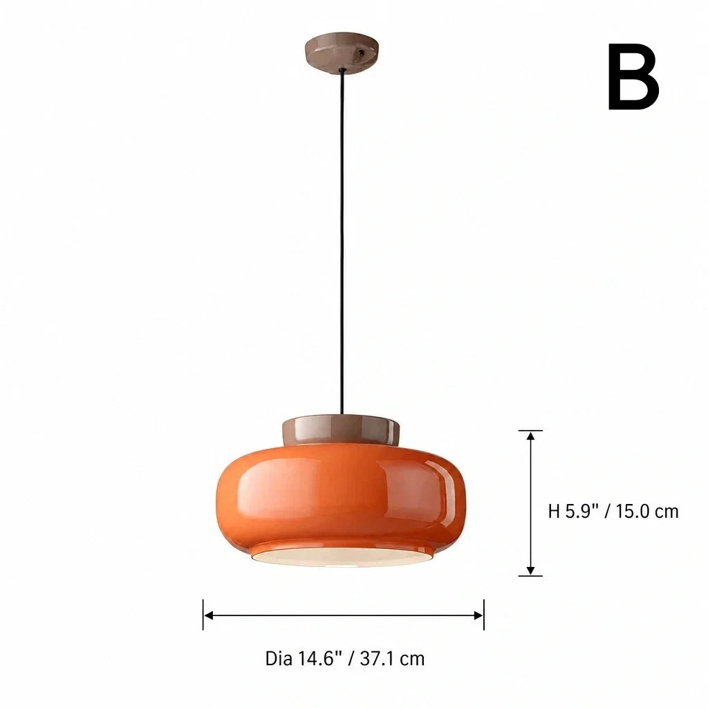 Bauhaus Ceramic Pendant Light, Two-Tone Colorful Bowl Lamp