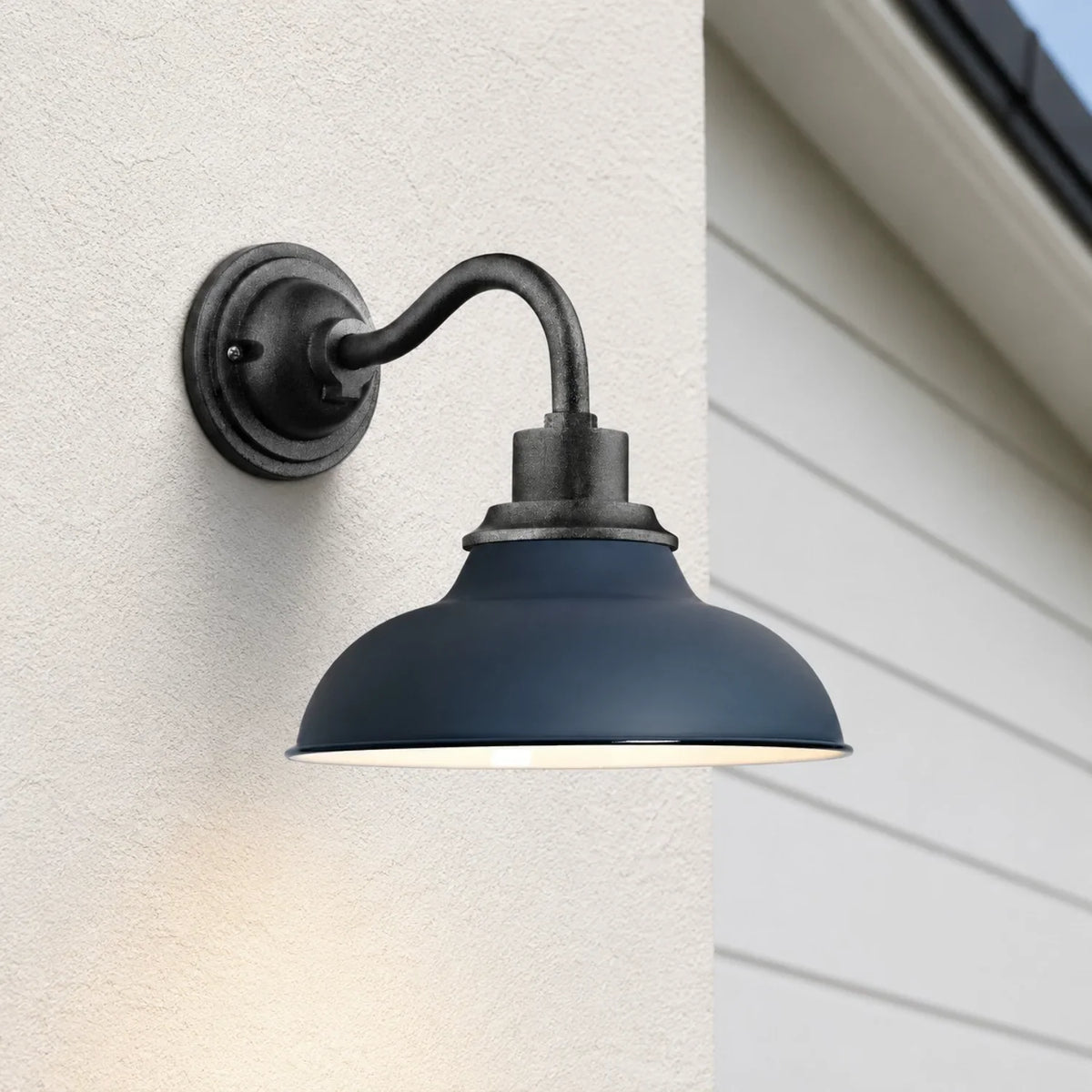 Outdoor Barn Light, 12 in Gooseneck Dome Metal Wall Sconce