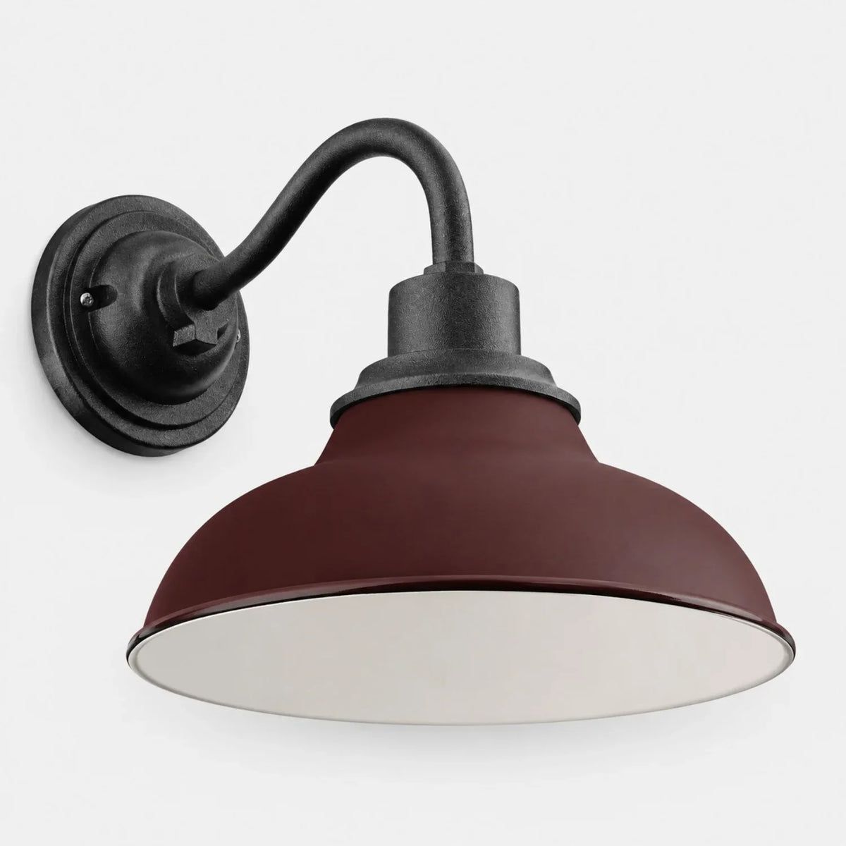 Outdoor Barn Light, 12 in Gooseneck Dome Metal Wall Sconce