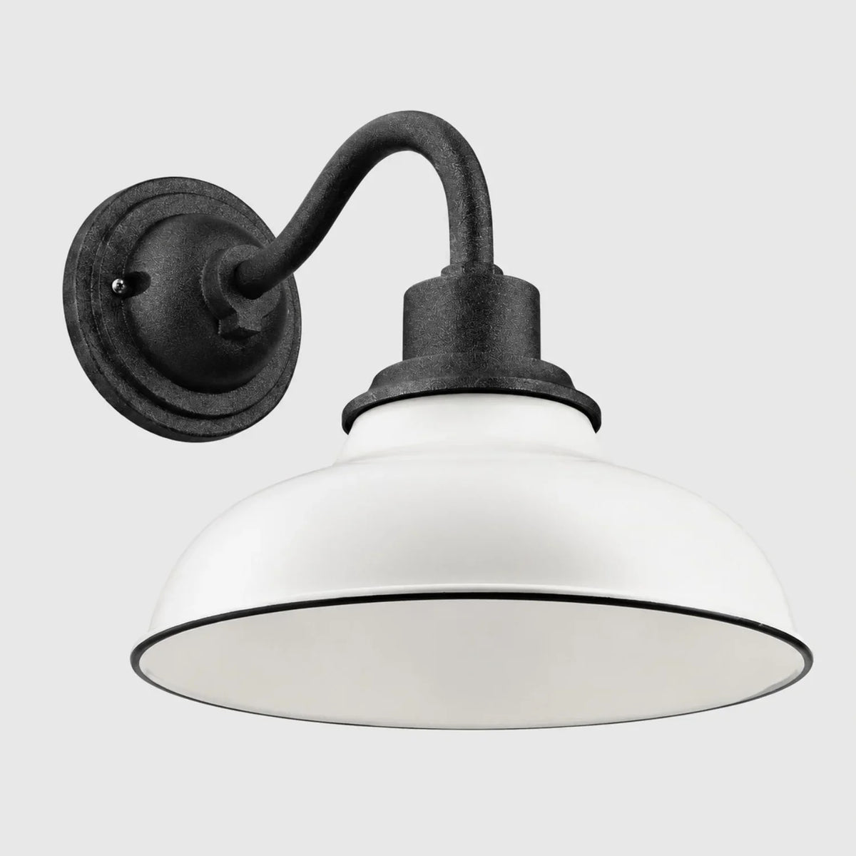 Outdoor Barn Light, 12 in Gooseneck Dome Metal Wall Sconce