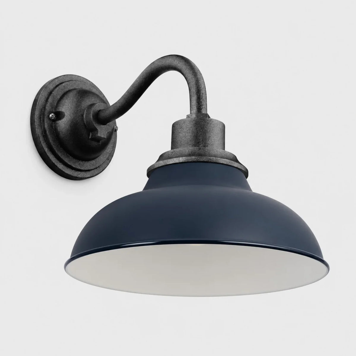 Outdoor Barn Light, 12 in Gooseneck Dome Metal Wall Sconce