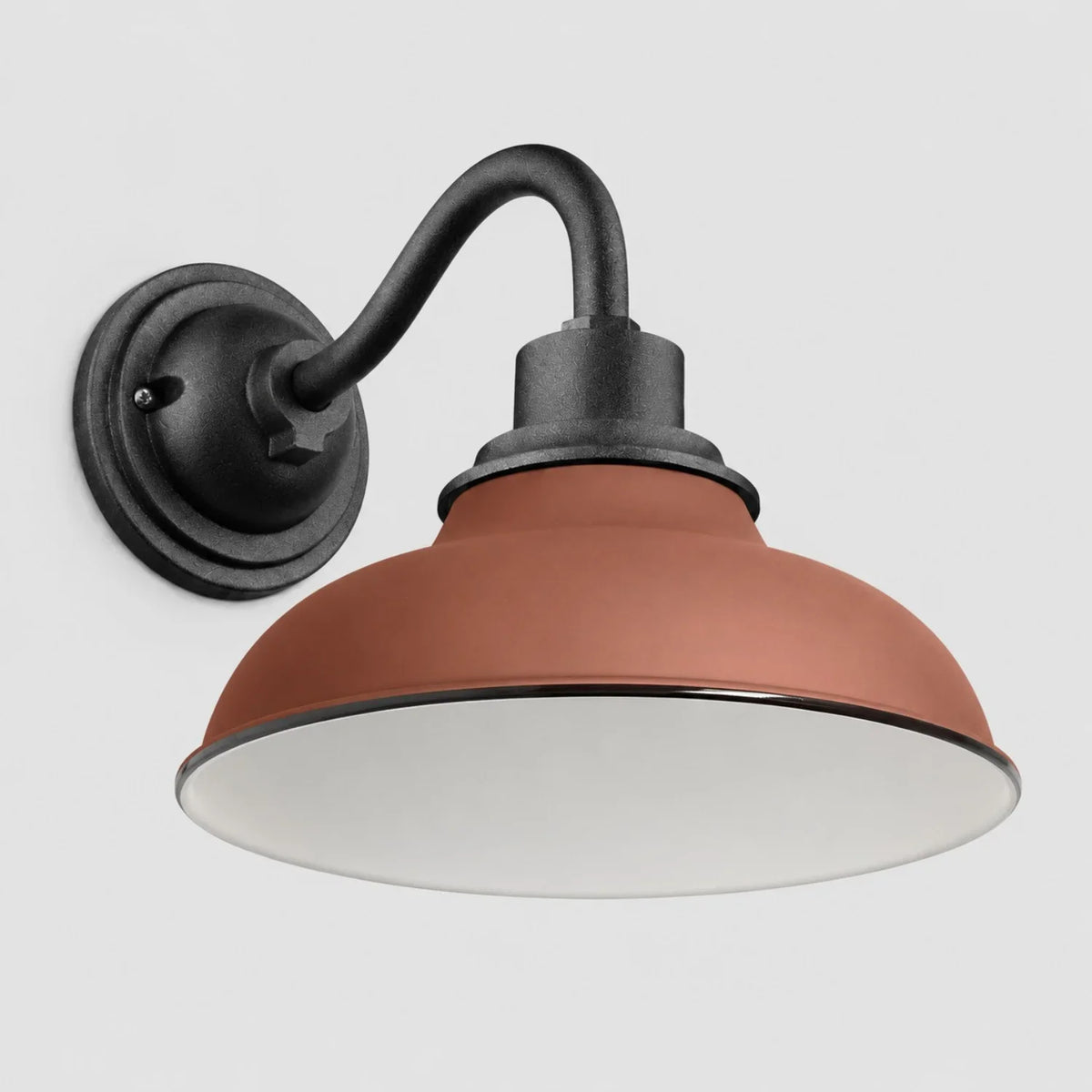 Outdoor Barn Light, 12 in Gooseneck Dome Metal Wall Sconce