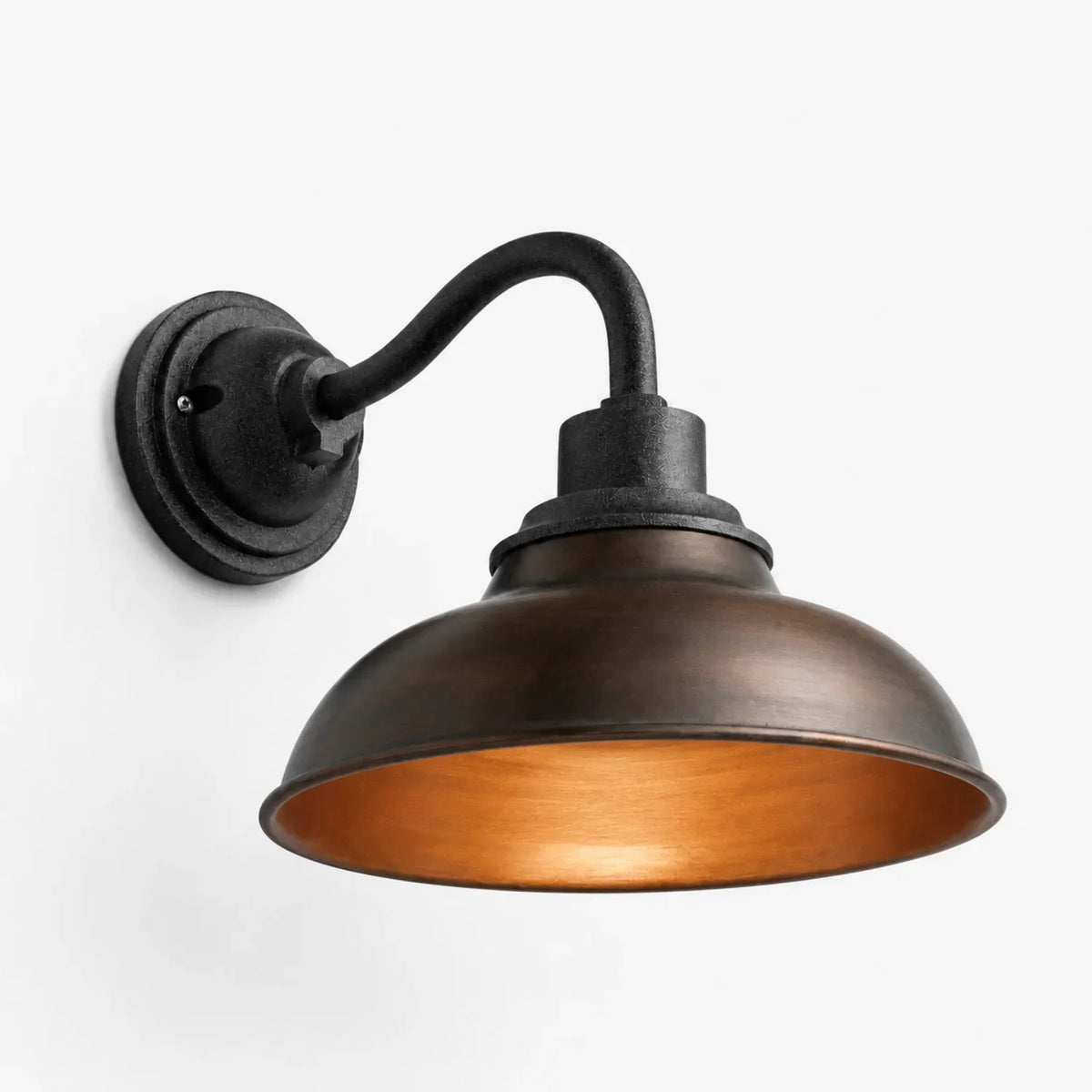 Outdoor Barn Light, 12 in Gooseneck Dome Metal Wall Sconce