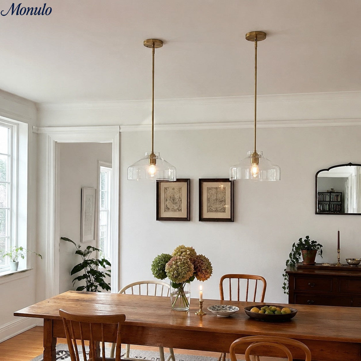 Nordic Glass & Metal Pendant Light, Kitchen Island Lamp