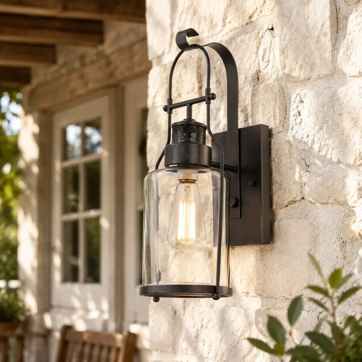 Industrial Glass Jar Wall Sconce, Rustic Metal Cage Light