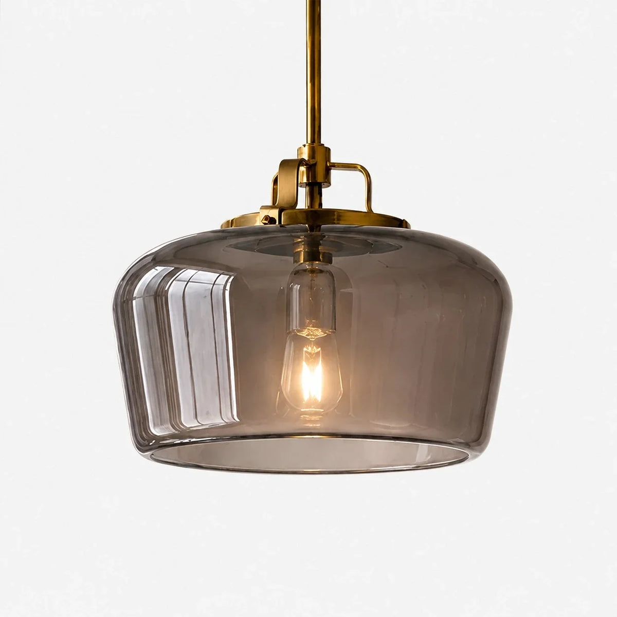 Milk Glass Pendant Light, 15 in Antique Brass Kitchen Light