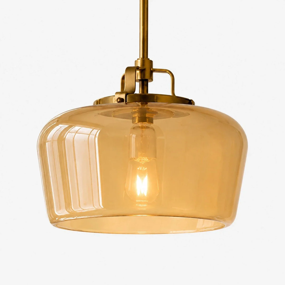 Milk Glass Pendant Light, 15 in Antique Brass Kitchen Light