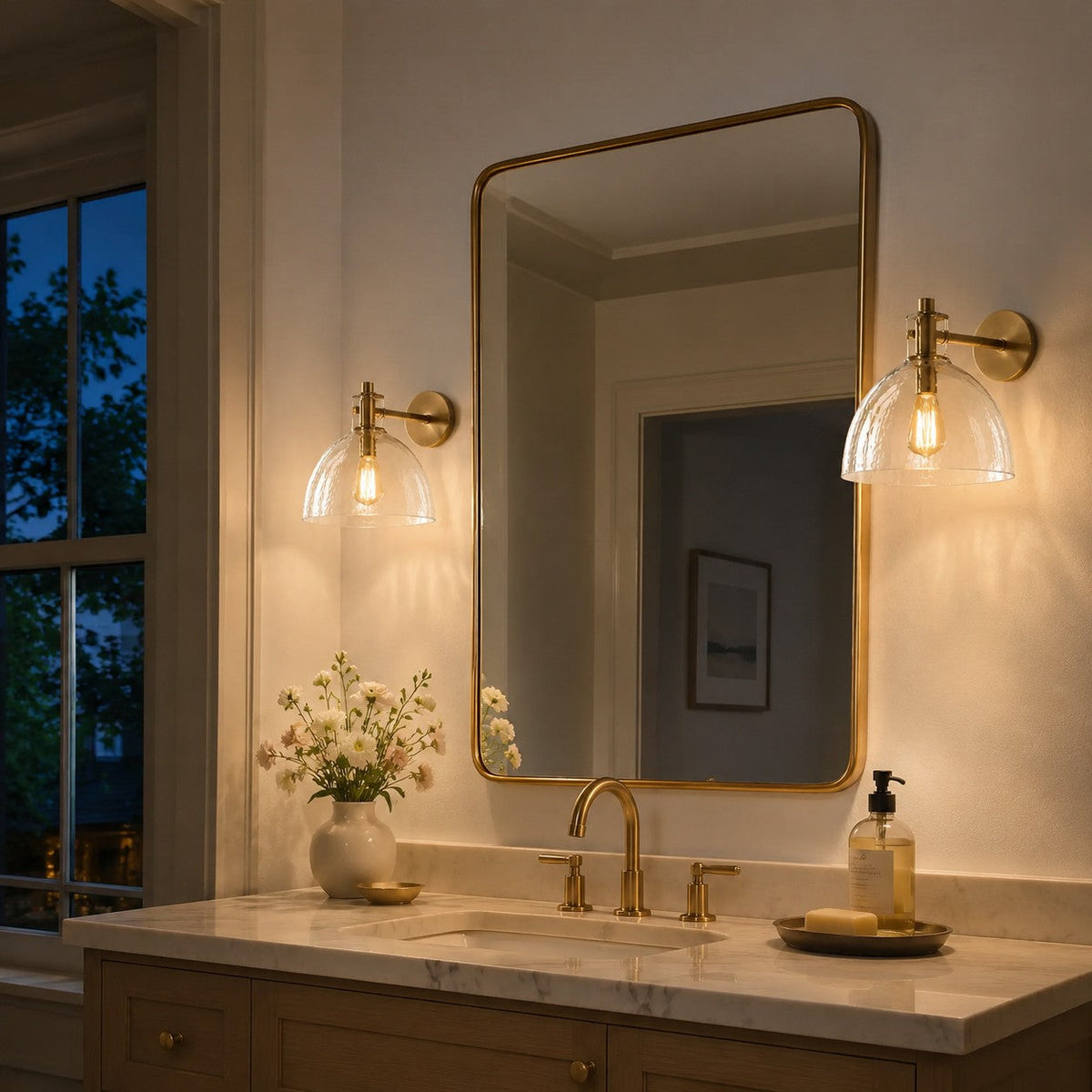 Glass Vanity Light, Hand-Blown Glass Wall Sconce, 1-3 Light