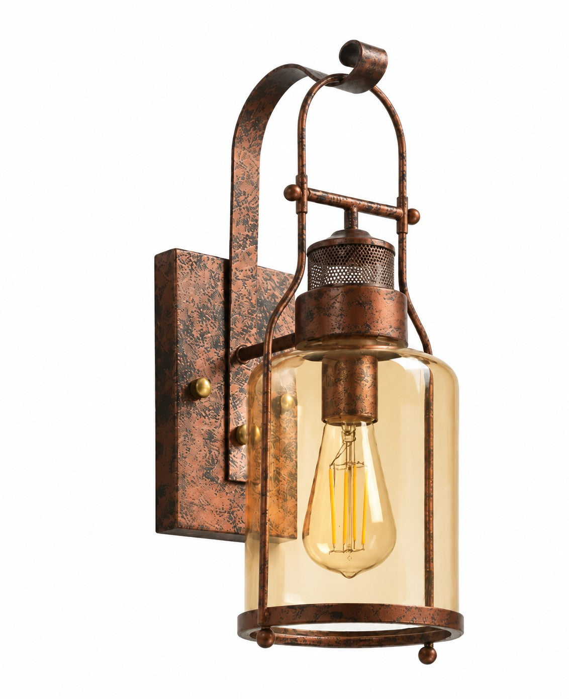 Industrial Glass Jar Wall Sconce, Rustic Metal Cage Light