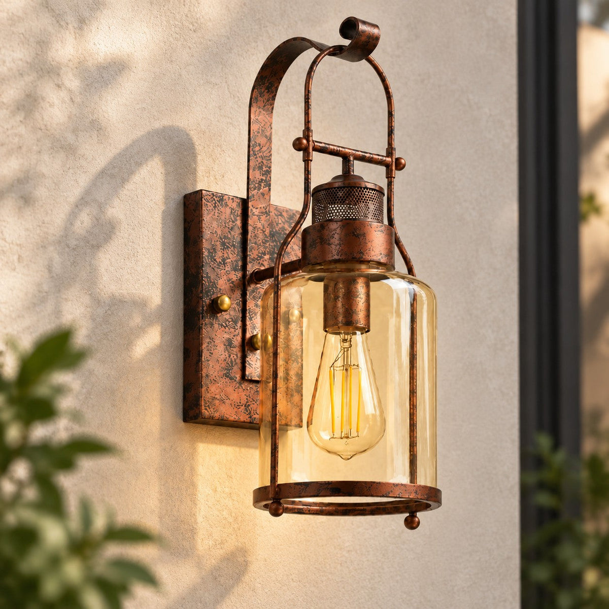 Industrial Glass Jar Wall Sconce, Rustic Metal Cage Light