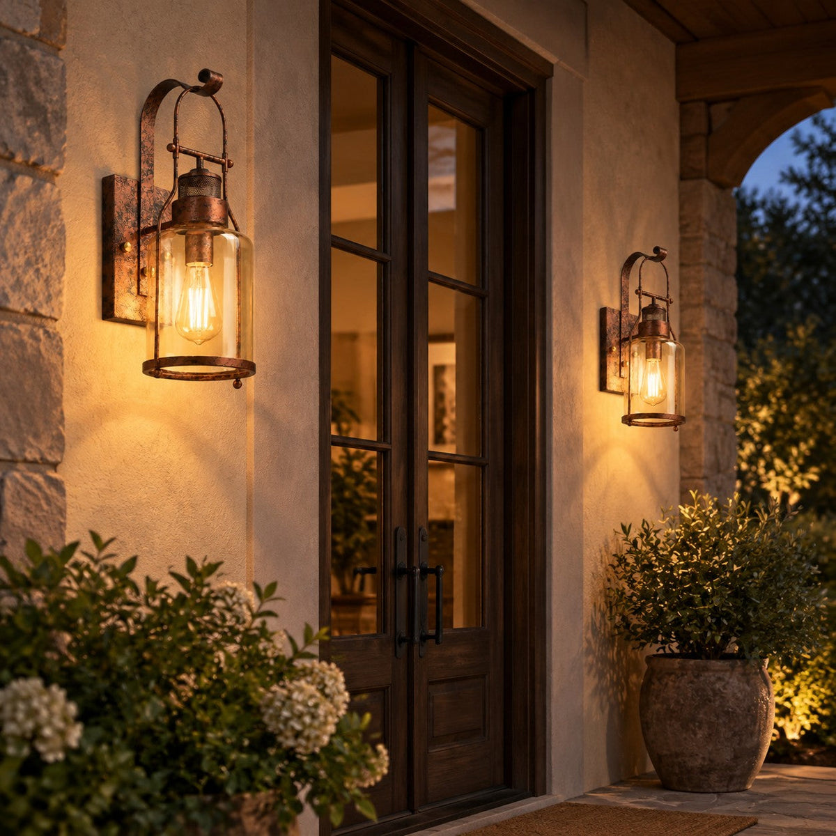 Industrial Glass Jar Wall Sconce, Rustic Metal Cage Light