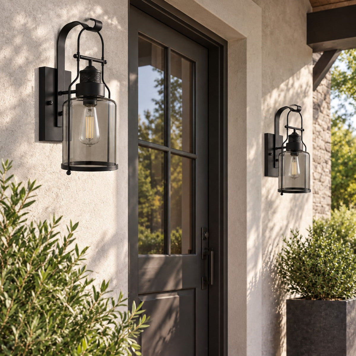 Industrial Glass Jar Wall Sconce, Rustic Metal Cage Light