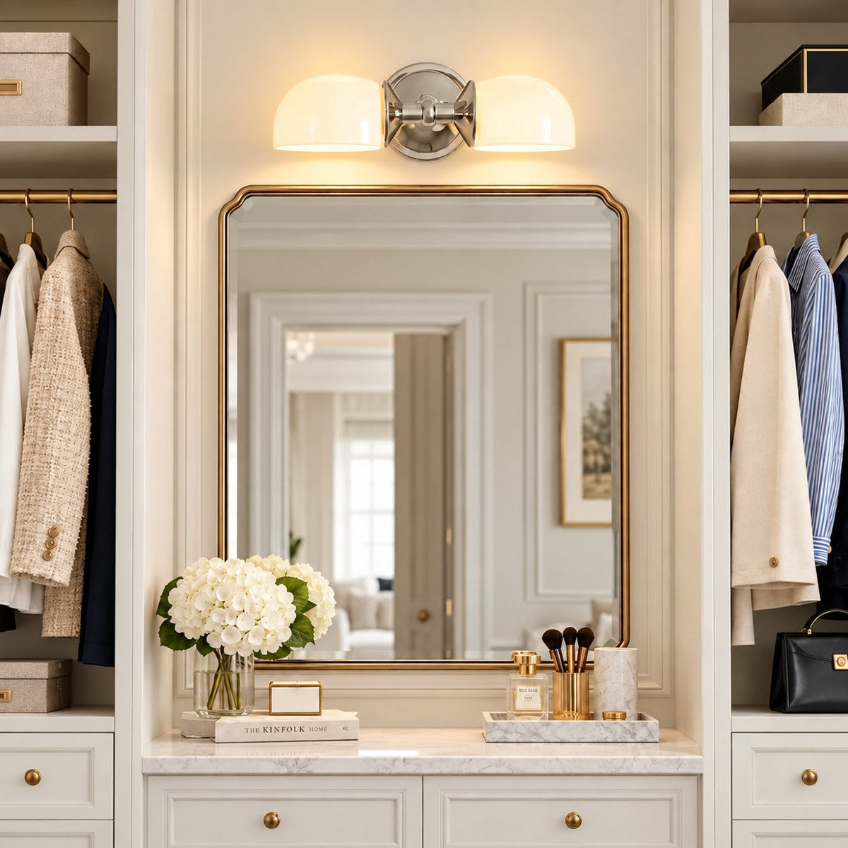 Milk Glass Vanity Light, 2-Light Bathroom Wall Sconce