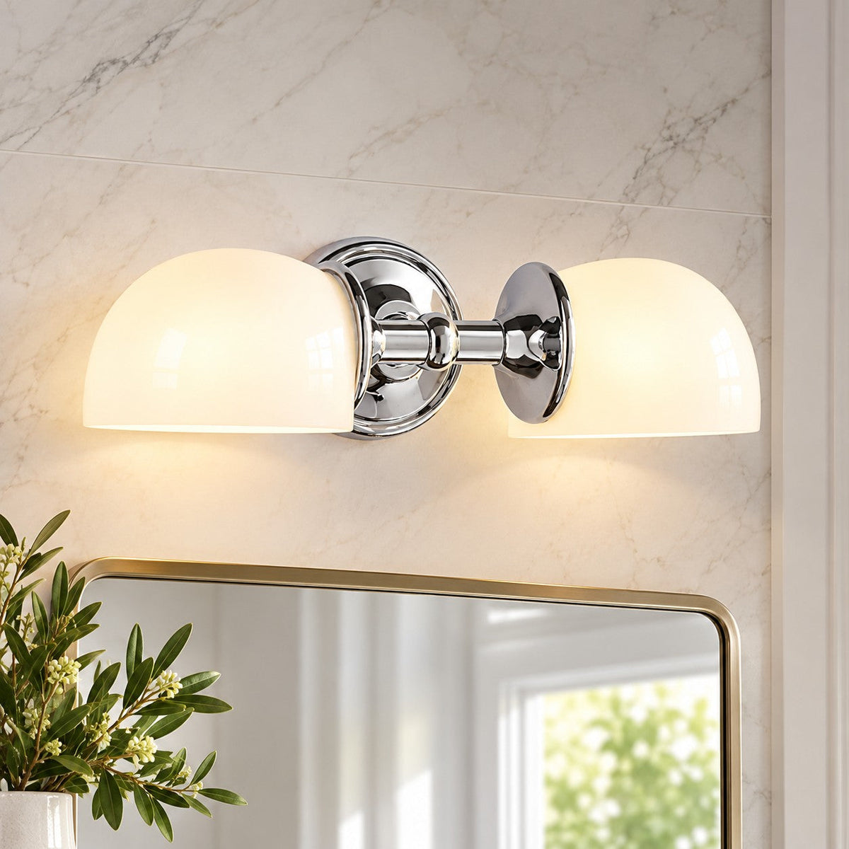 Milk Glass Vanity Light, 2-Light Bathroom Wall Sconce