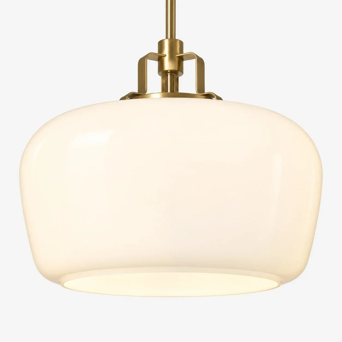 Milk Glass Pendant Light, 15 in Antique Brass Kitchen Light