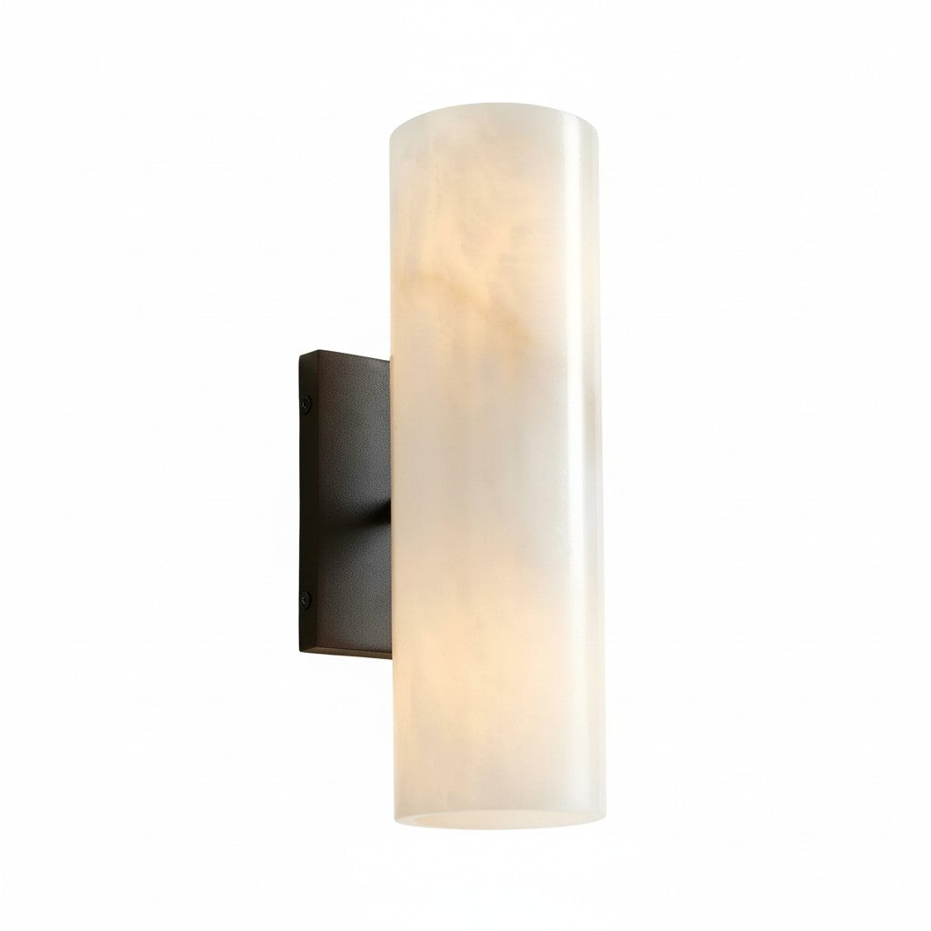 Alabaster Tube Wall Sconce, Single Cylinder, Glass or Stone