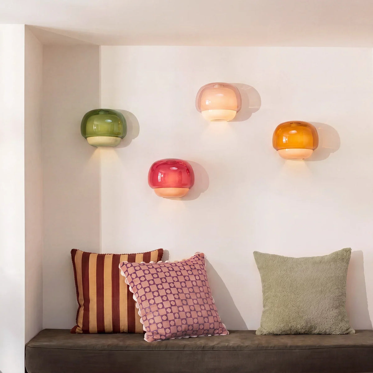 Bauhaus Mushroom Wall Sconce, Double Layer Colored Glass