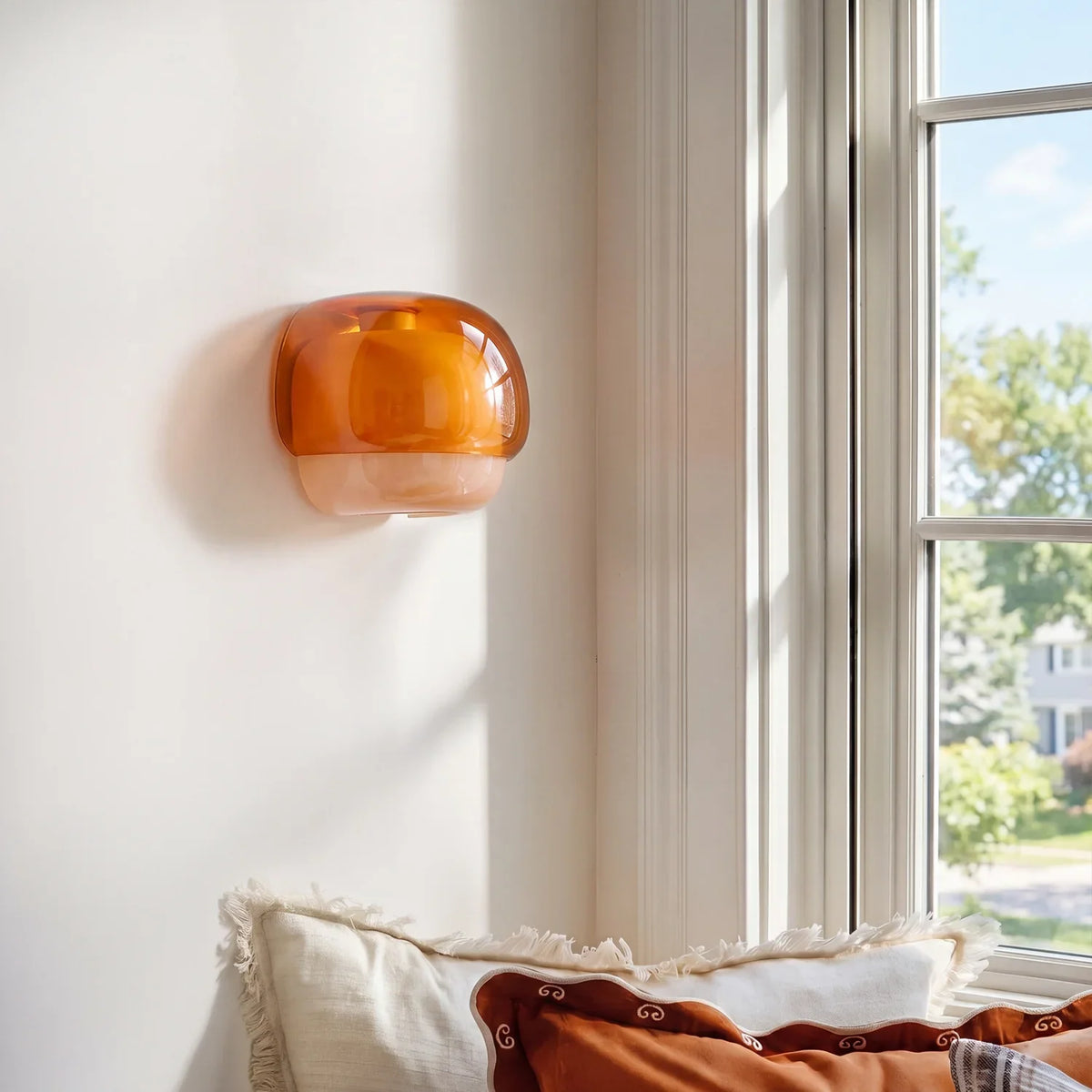 Bauhaus Mushroom Wall Sconce, Double Layer Colored Glass