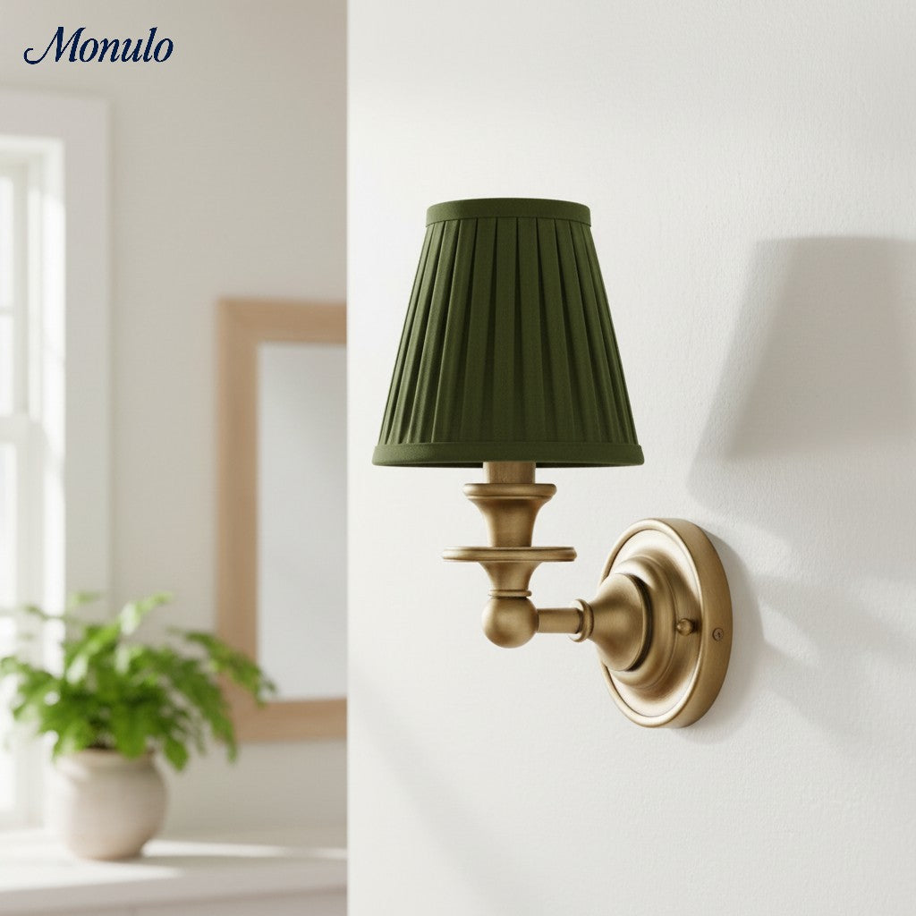 Linen Drum Shade Wall Sconce, Farmhouse Bedroom Wall Lamp