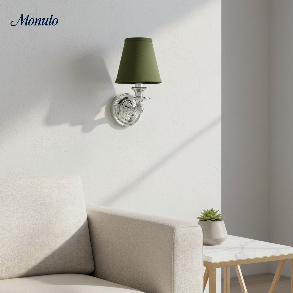 Linen Drum Shade Wall Sconce, Farmhouse Bedroom Wall Lamp