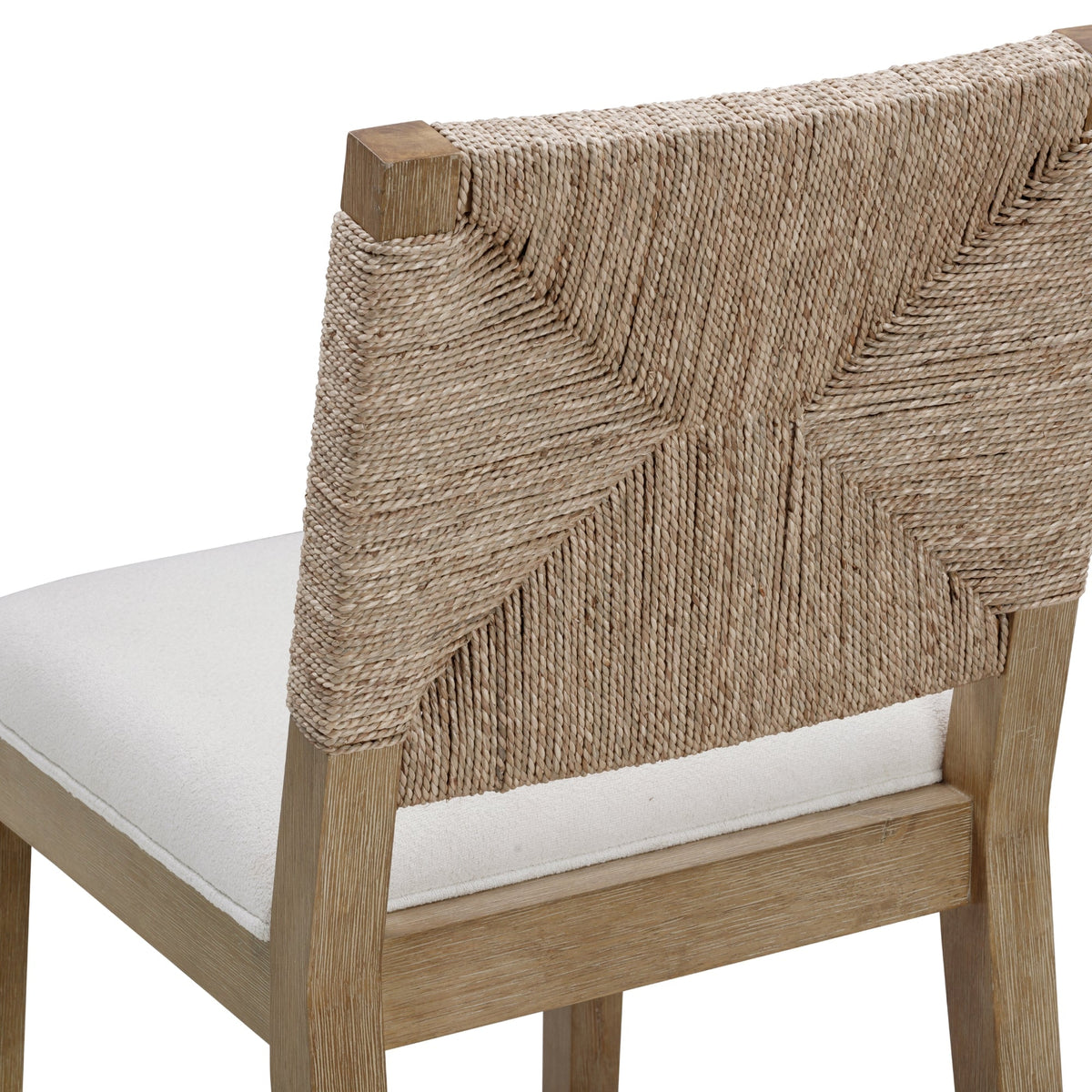 Boucle Counter Height Bar Stool, Woven Seagrass Back
