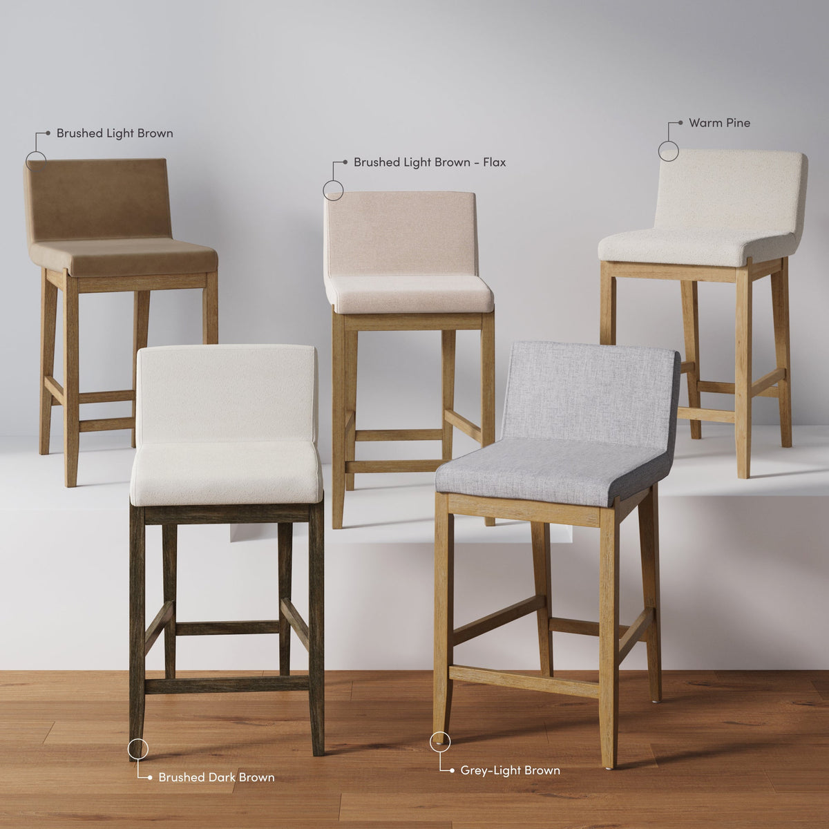 Faux Suede Counter Stool, Light Brown Wood Kitchen Stool