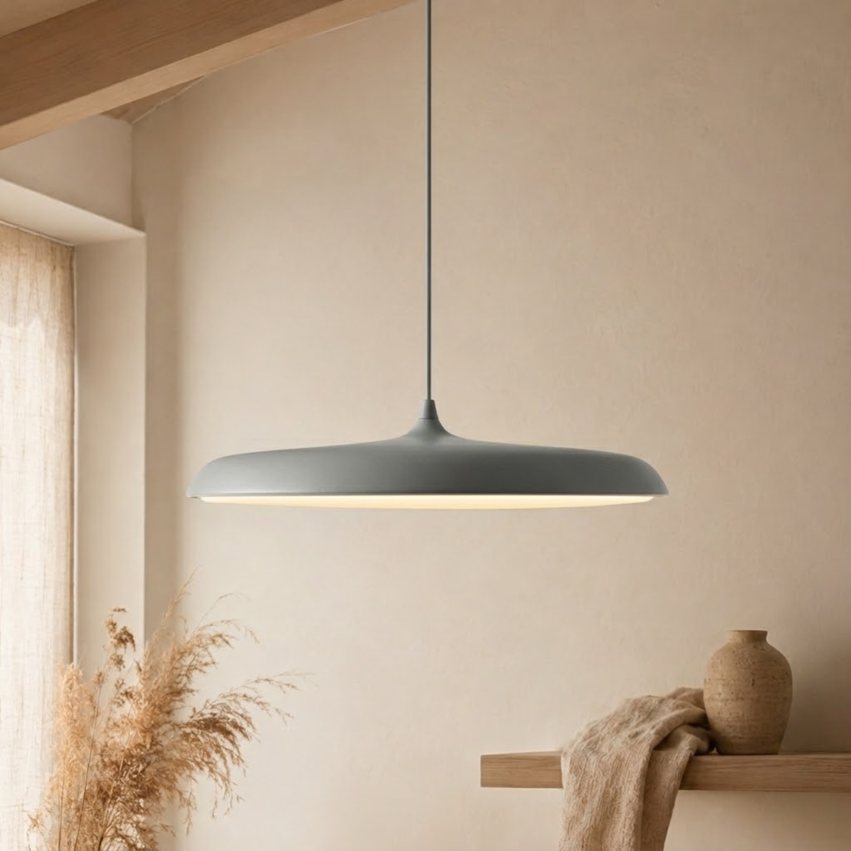 Bauhaus Disc Pendant Light, Slim UFO LED Metal Hanging Lamp