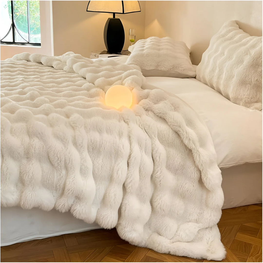 Faux Fur Fleece Blanket, Soft Travel Throw, 5 Colors