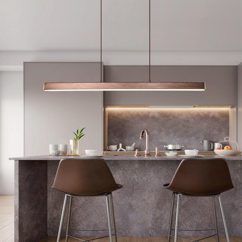 Linear LED Pendant Light, Black or Brown Dining Table Lamp