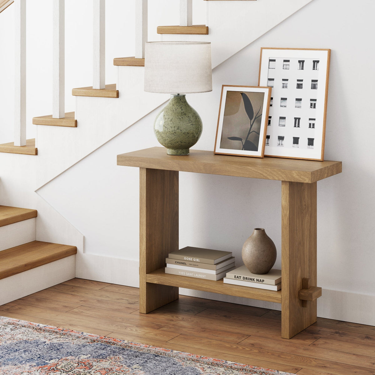 Rustic Wood Console Table, Light Brown Entryway Table