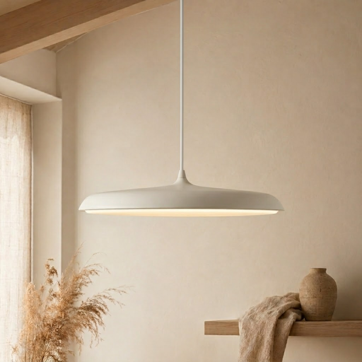 Bauhaus Disc Pendant Light, Slim UFO LED Metal Hanging Lamp