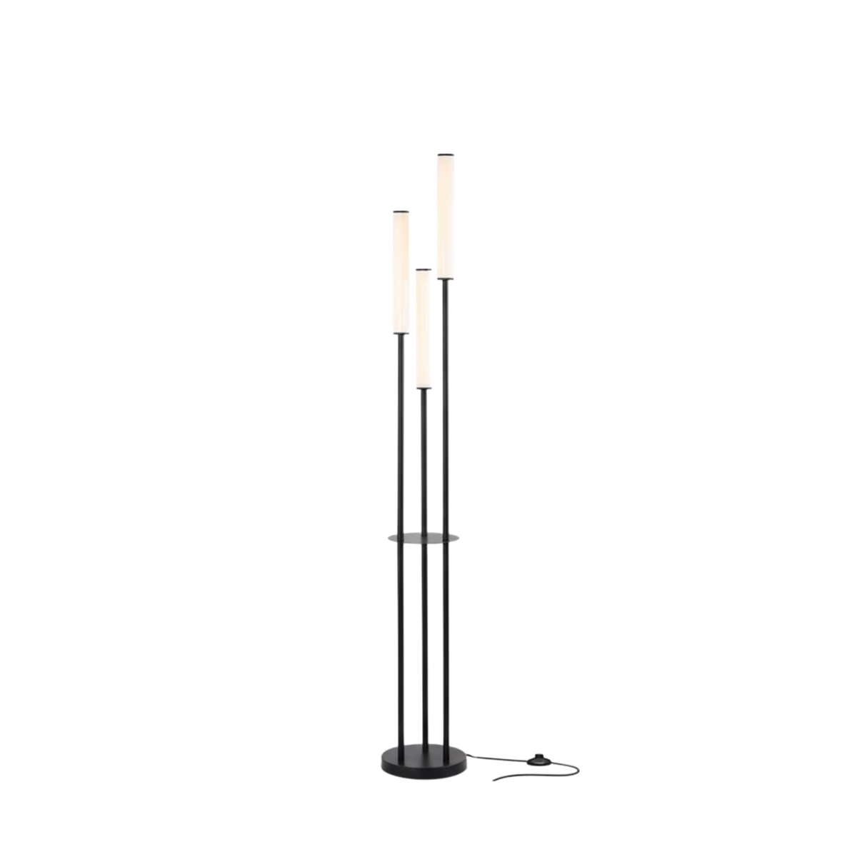 LED Floor Lamp, Slim 3-Light Black Dimmable with Remote