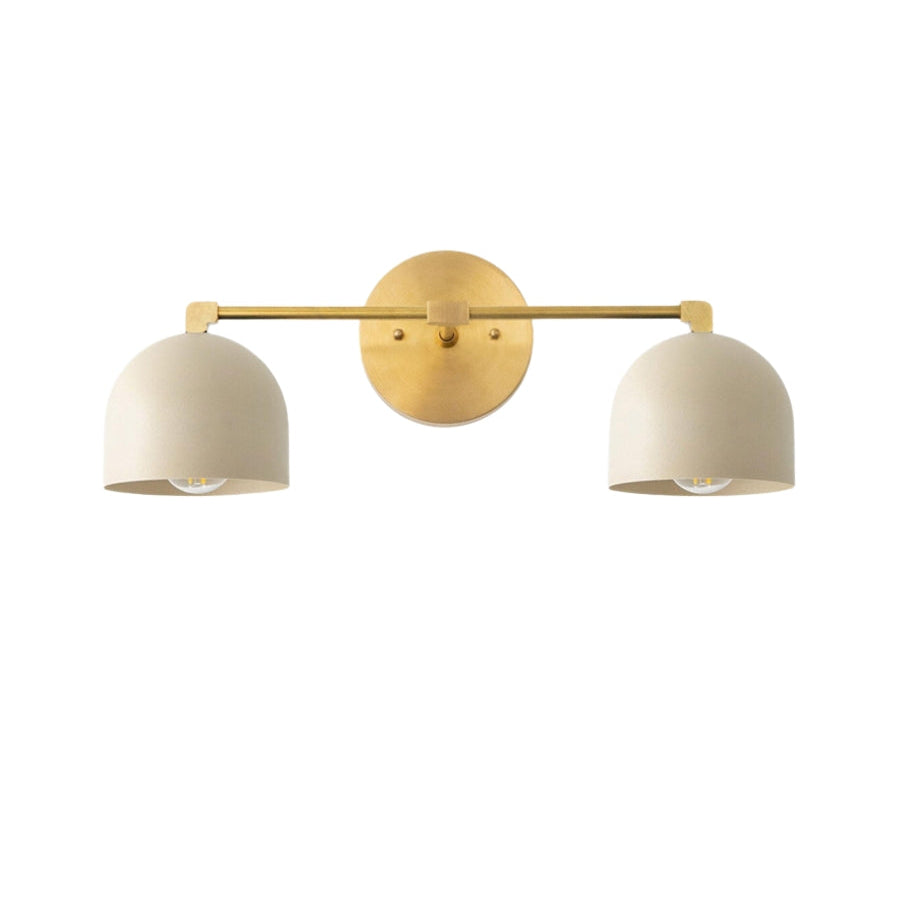 Mid-Century Brass Dome Vanity Light — Casa Amalfi Modern Bathroom Sconce with Fluted Milk Glass Shade