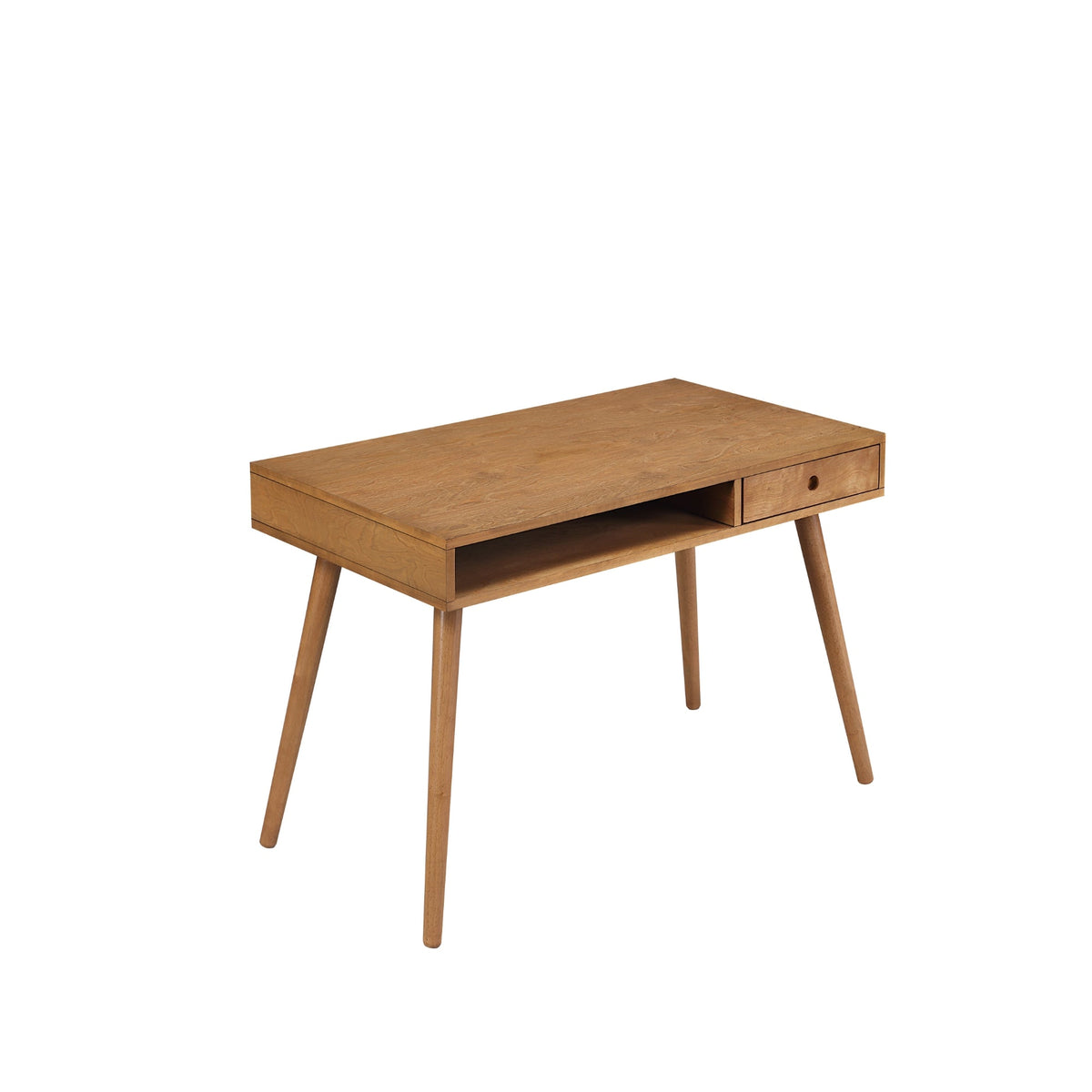 Wood Writing Desk, Mid-Century Acacia Desk with Drawer