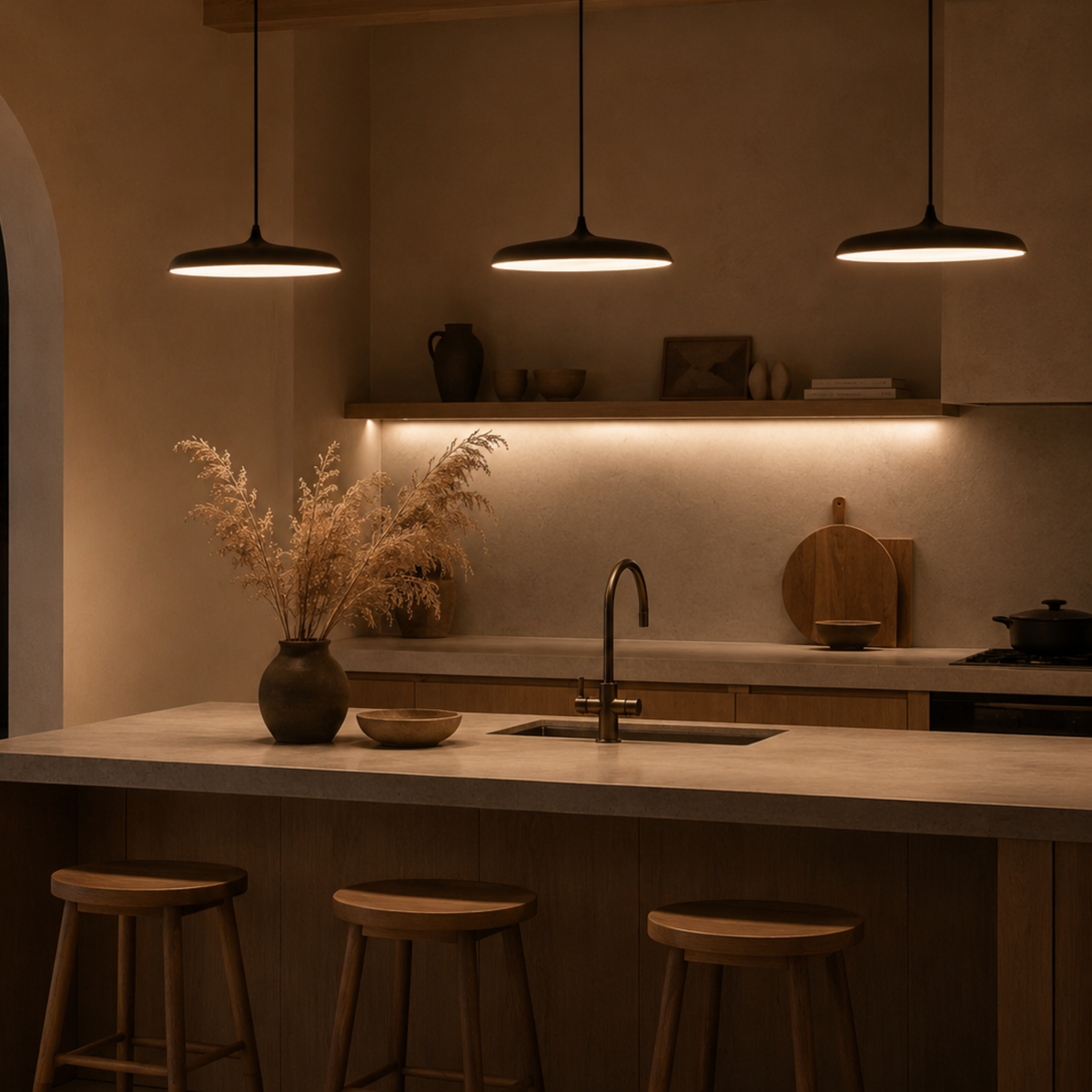 Bauhaus Disc Pendant Light, Slim UFO LED Metal Hanging Lamp