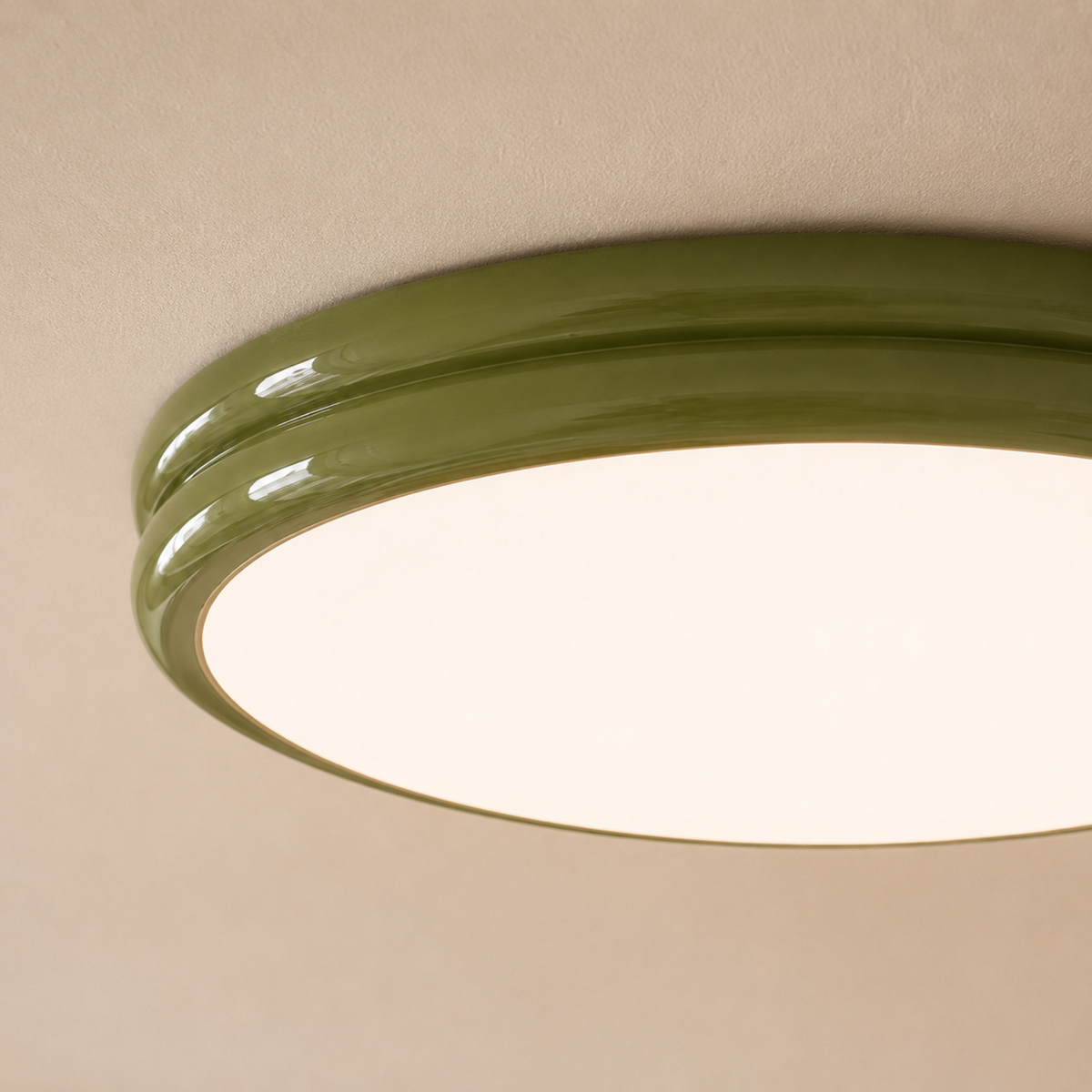 Bauhaus Flush Mount Light, Glossy Stepped Ring Ceiling Lamp