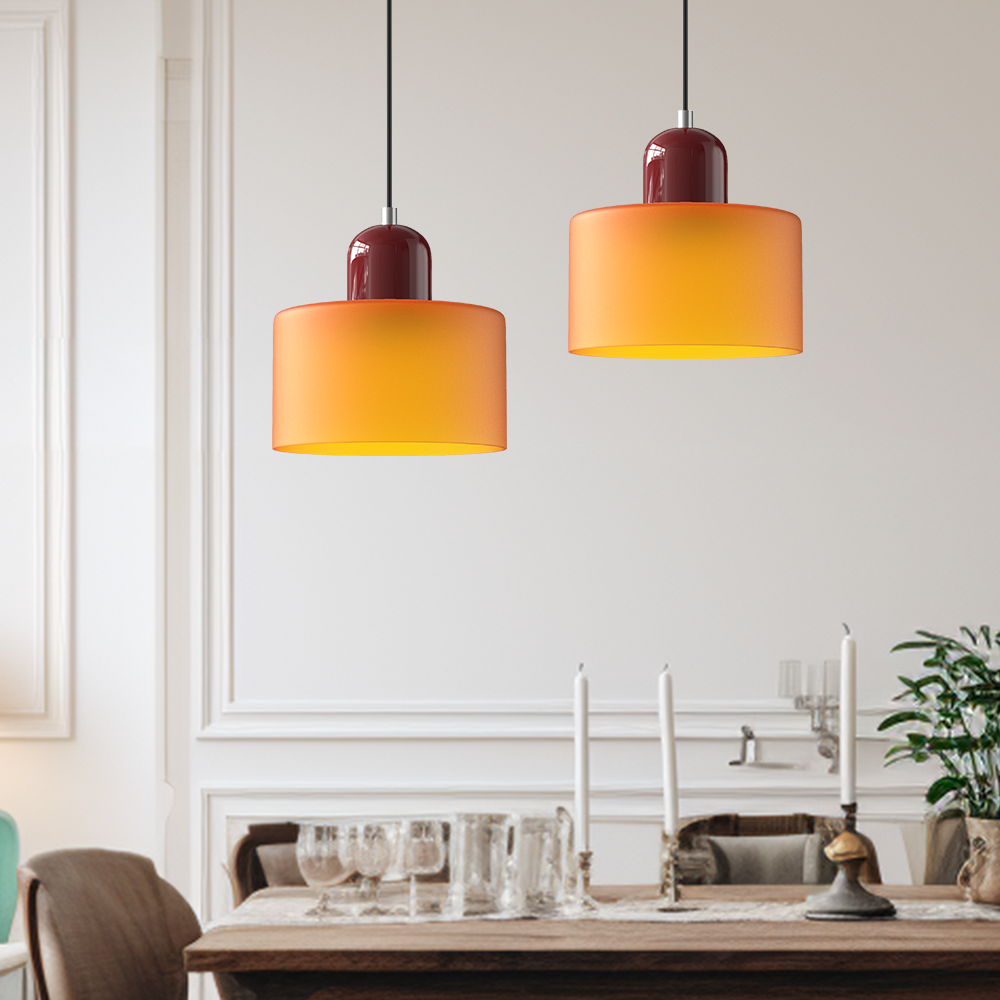 Bauhaus Glass Pendant Light, mini colored glass Bauhaus lamp - view 2