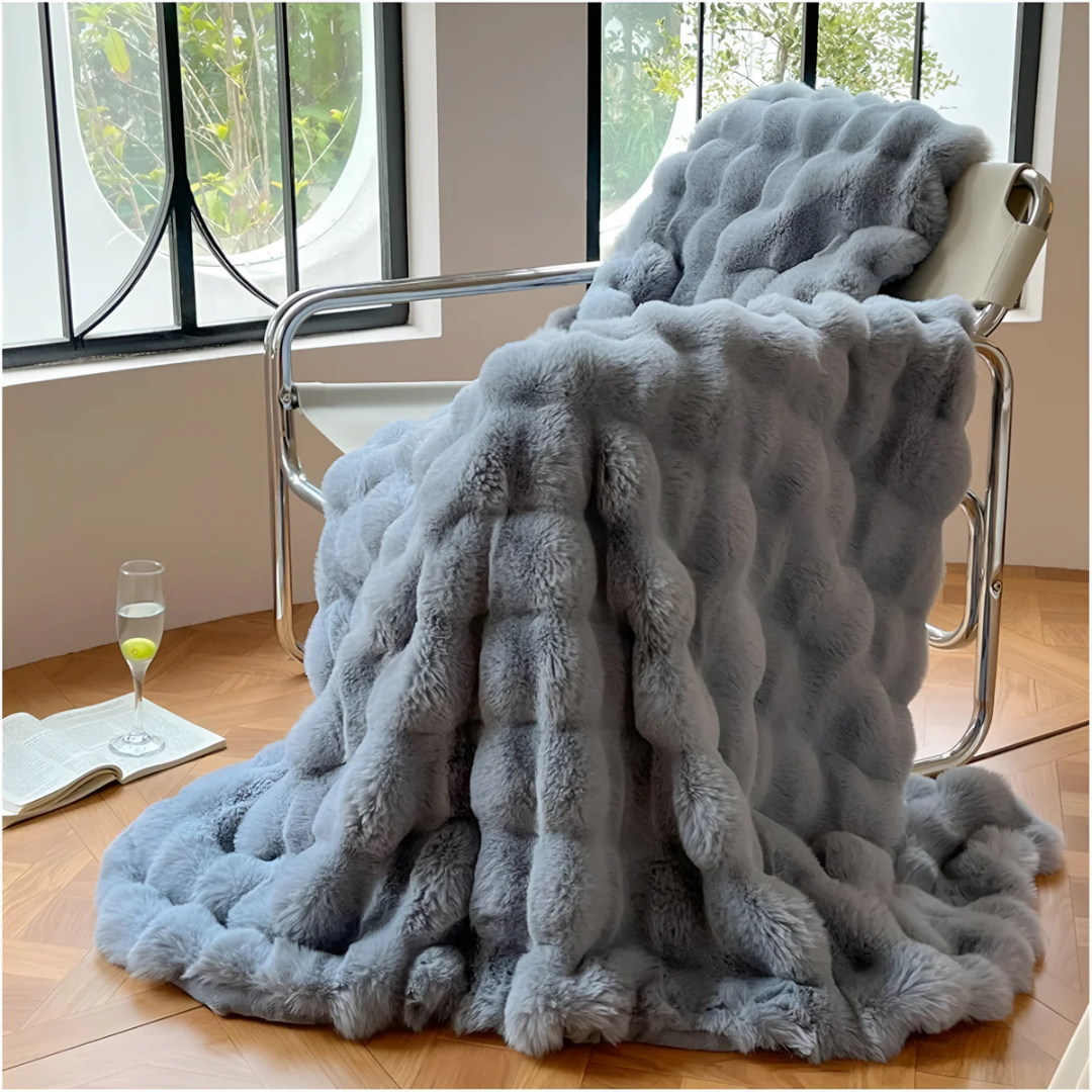 Faux Fur Fleece Blanket, Soft Travel Throw, 5 Colors
