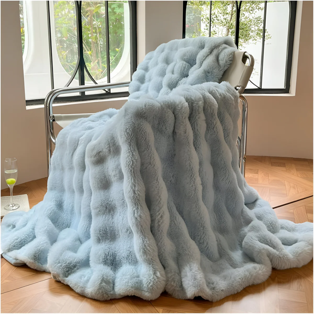 Faux Fur Fleece Blanket, Soft Travel Throw, 5 Colors