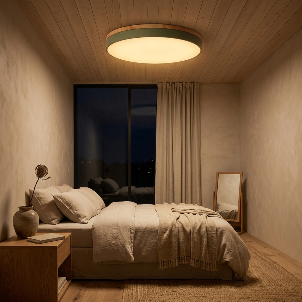 Bauhaus Disc Ceiling Light, Flat Round Flush Mount Lamp