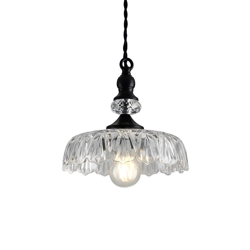 Vintage Glass Pendant Light, Floral Pattern Lantern Shade