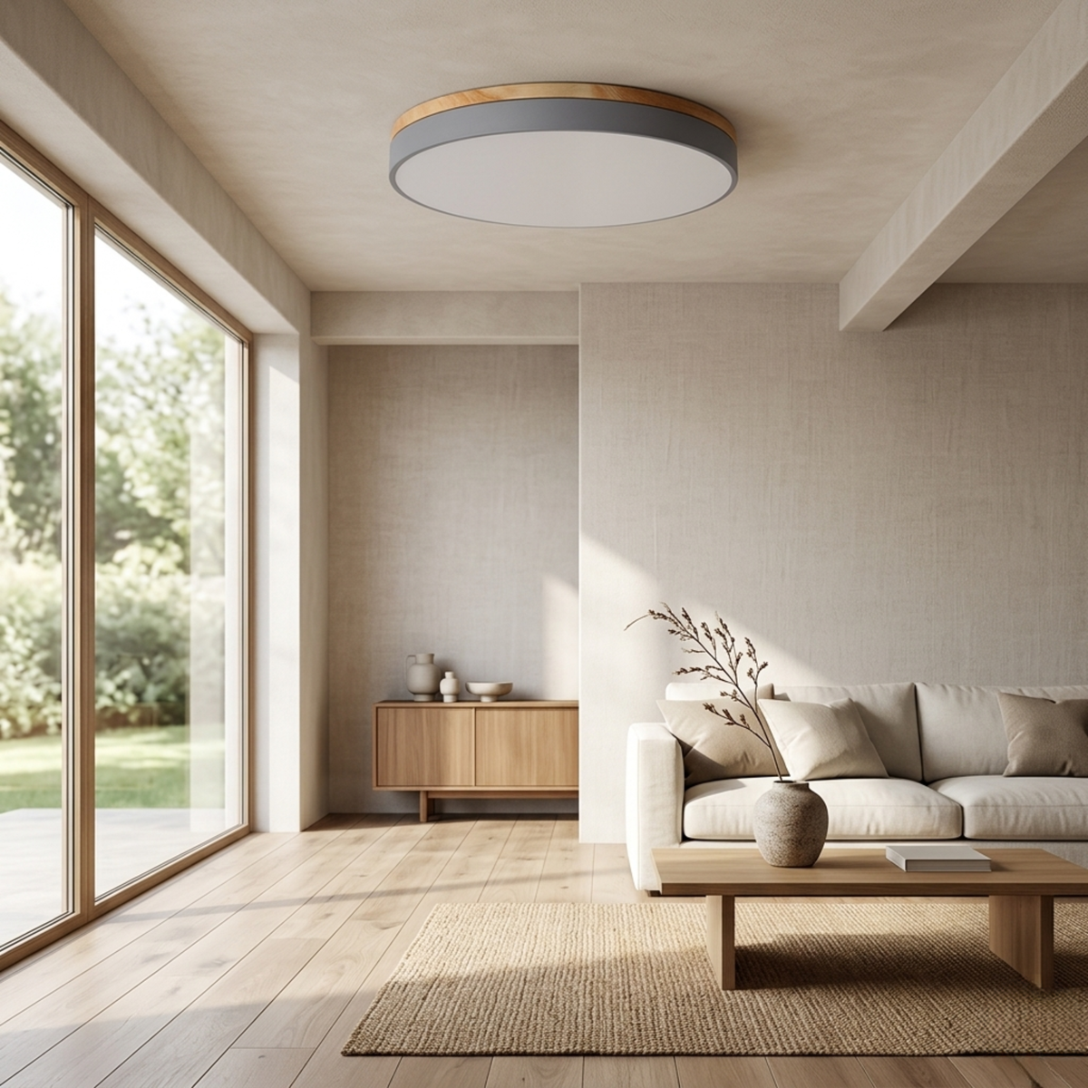 Bauhaus Disc Ceiling Light, Flat Round Flush Mount Lamp