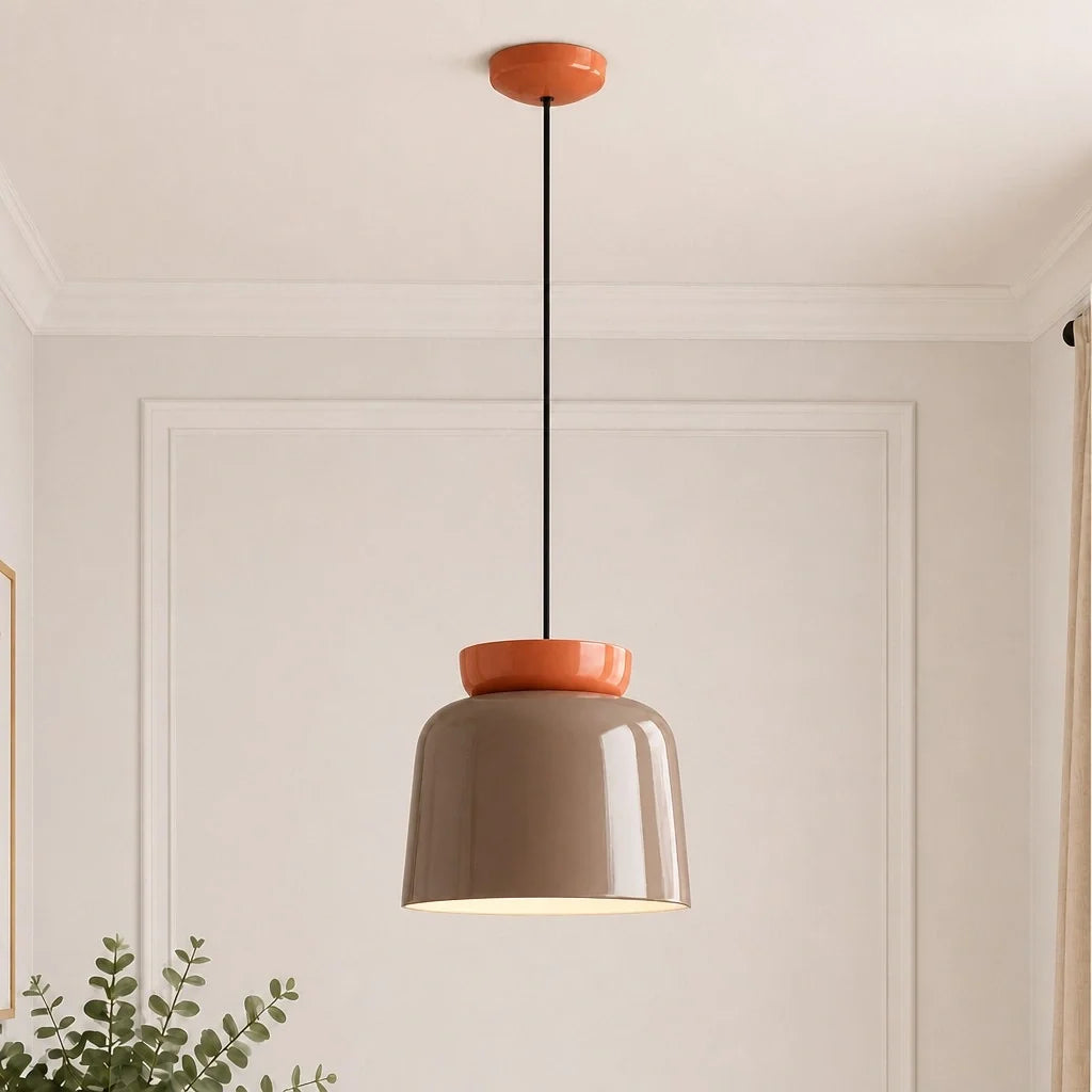 Bauhaus Ceramic Pendant Light, Two-Tone Colorful Bowl Lamp